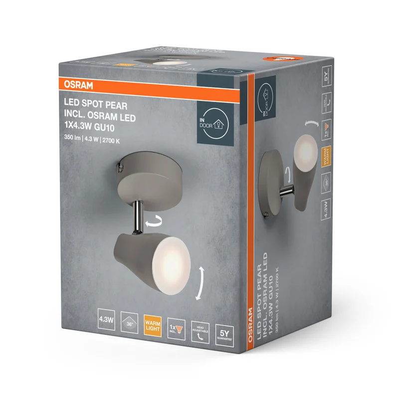OSRAM LED SPOT PEAR Deckenanbau-Spot, gr, 4,3W, 840lm
