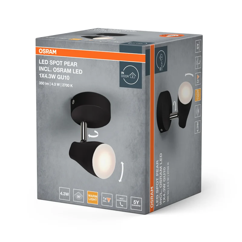 OSRAM LED SPOT PEAR Deckenanbau-Spot, sw, 4,3W, 840lm
