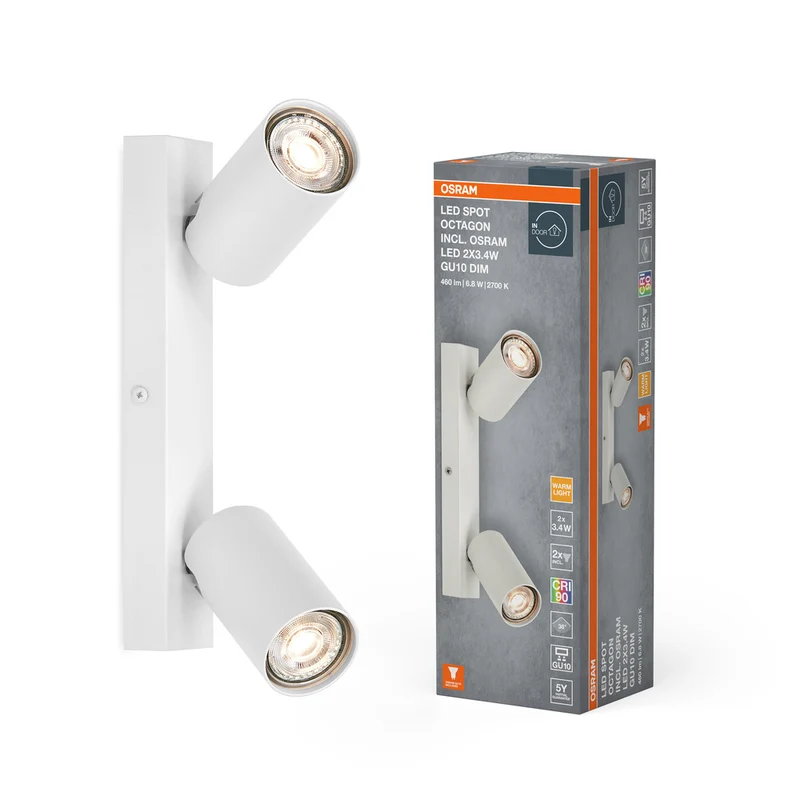 OSRAM LED SPOT OCTAGON Deckenleuchte 2 x 3,4W, GU10, 460lm, weiß