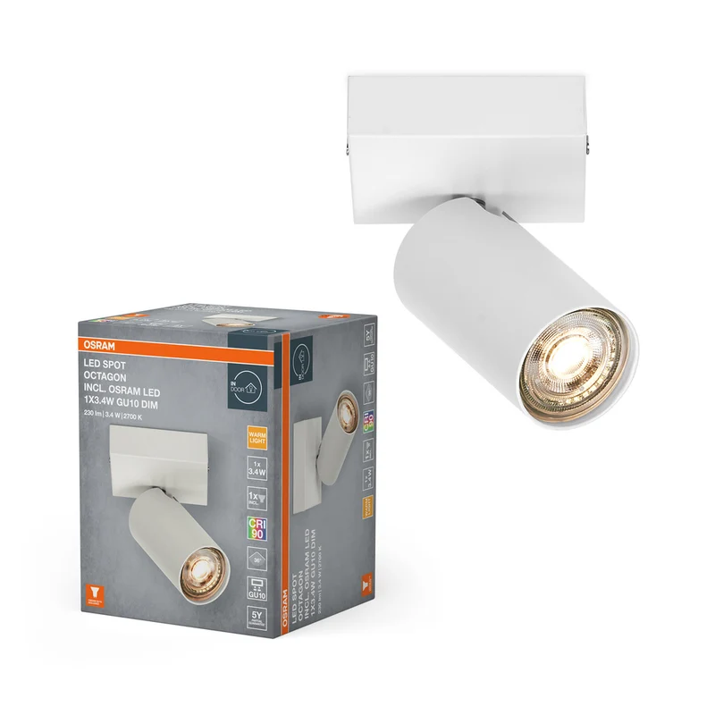 OSRAM LED SPOT OCTAGON Deckenleuchte / Wandleuchte 3,4W, GU10, 230lm, weiß