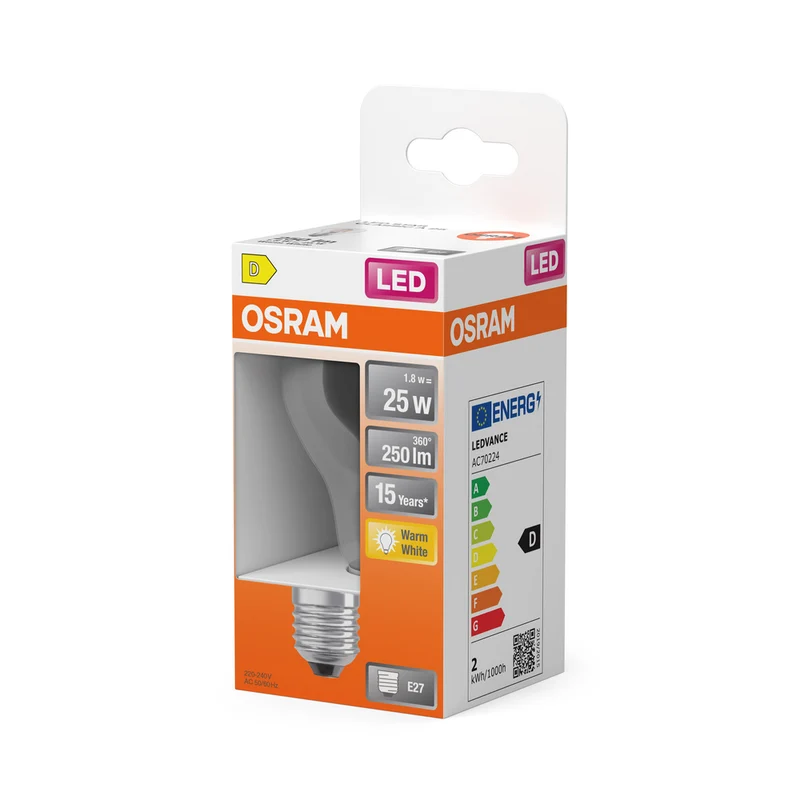 OSRAM LED Lampe LED Retrofit CLASSIC A 2.5W 827 Clear E27, 250 lm, 2700 K, Warmweiß