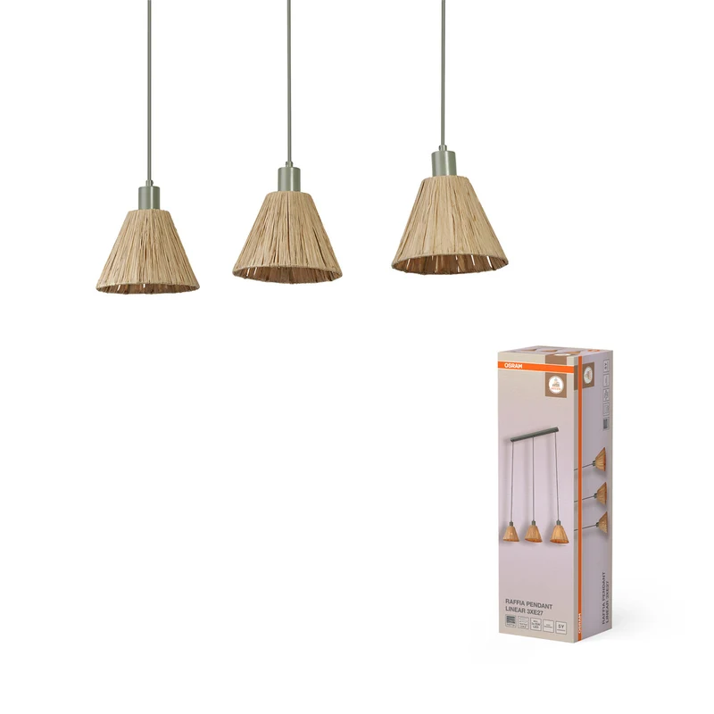 OSRAM DECOR Pendelleuchte Decor Raffia Linear grün, 3xE27
