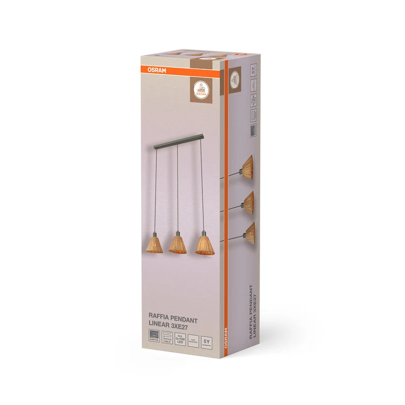 OSRAM DECOR Pendelleuchte Decor Raffia Linear grün, 3xE27