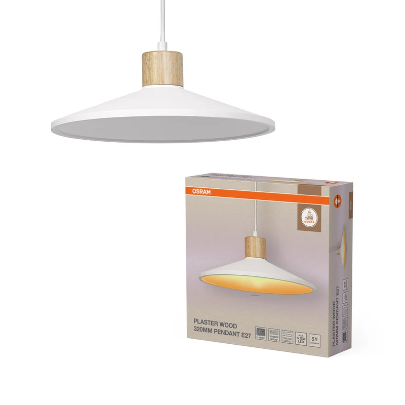 OSRAM DECOR Plaster Wood Gips Pendelleuchte, E27, 320 mm