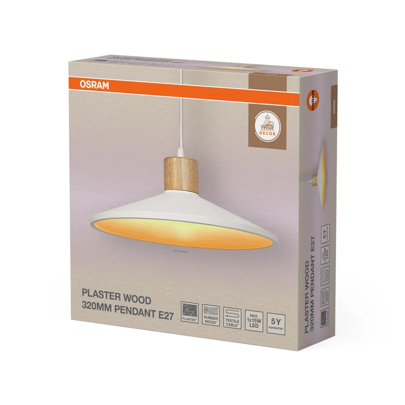 OSRAM DECOR Plaster Wood Gips Pendelleuchte, E27, 320 mm