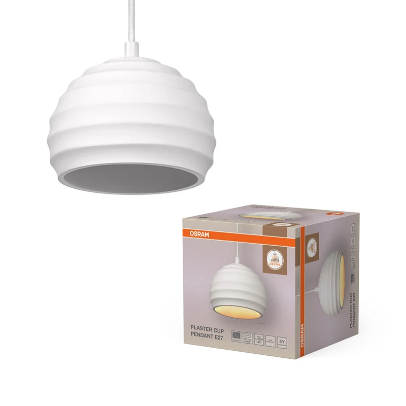OSRAM DECOR Plaster Gips-Leuchte, Pendelleuchte E27, 160 mm