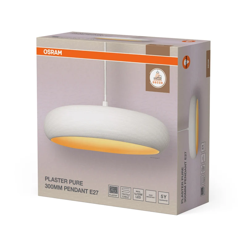 OSRAM DECOR Plaster Gips-Leuchte Pendelleuchte, E27, 298 mm