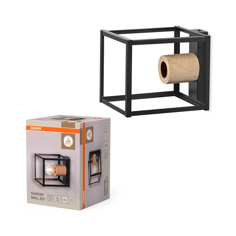 OSRAM DECOR Nairobi Wandleuchte, schwarz, E27-Sockel