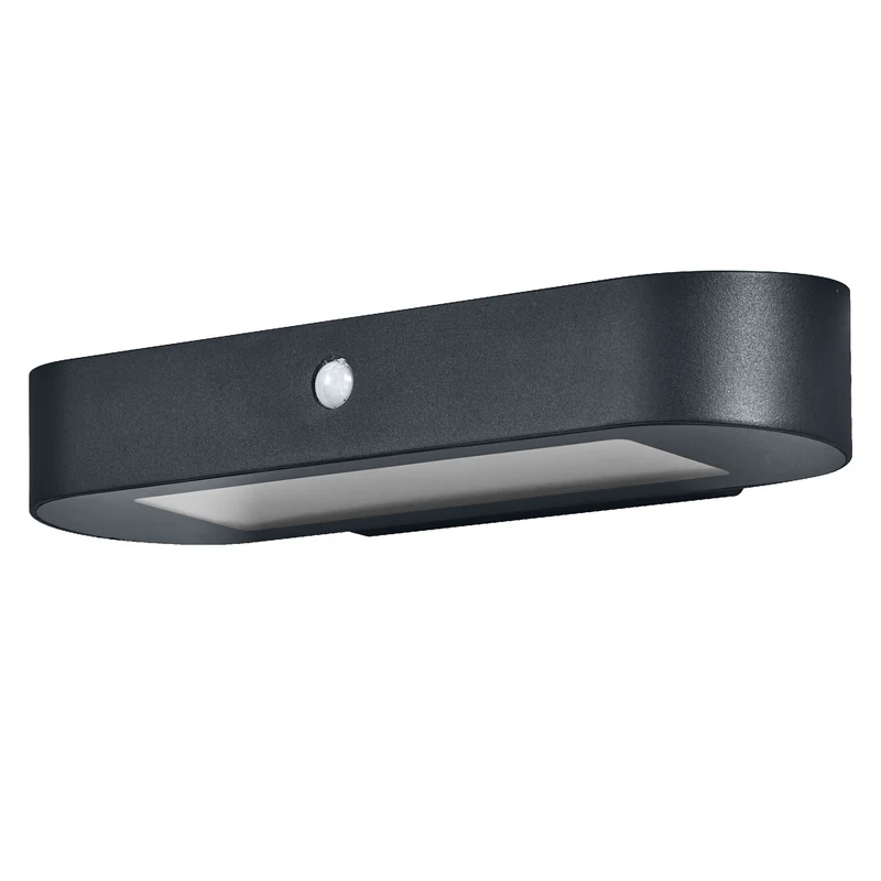 OSRAM ENDURA Style Oval Solar-Wandleuchte, kaltweißes Licht (4000K), integrierter Sensor, ohne Strom nutzbar, lange Batterielaufzeit: 30 Mal 60 Sekunden im PIR Modus, Schutzklasse IP44, schwarz
