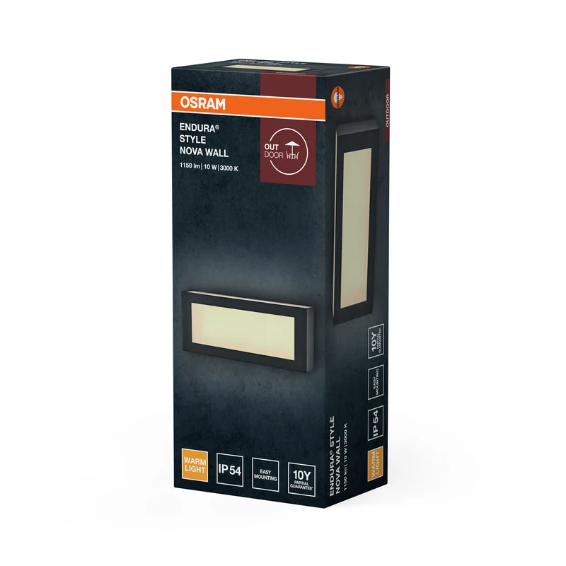 OSRAM Endura Style LED Wandleuchte Nova, 10W, 3000K warmweiß, 700 lm, IP54, Aluminium dunkelgrau, 3 Wege