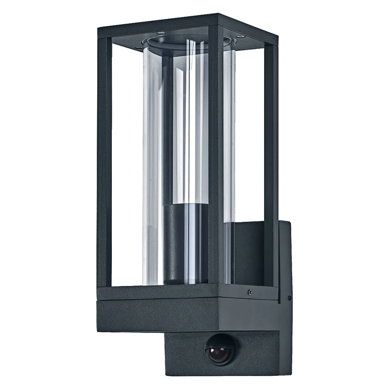 OSRAM Endura Classic LED Wandleuchte Frame, E27 Fassung, PIR Sensor, IP44, Aluminium dunkelgrau, Glas