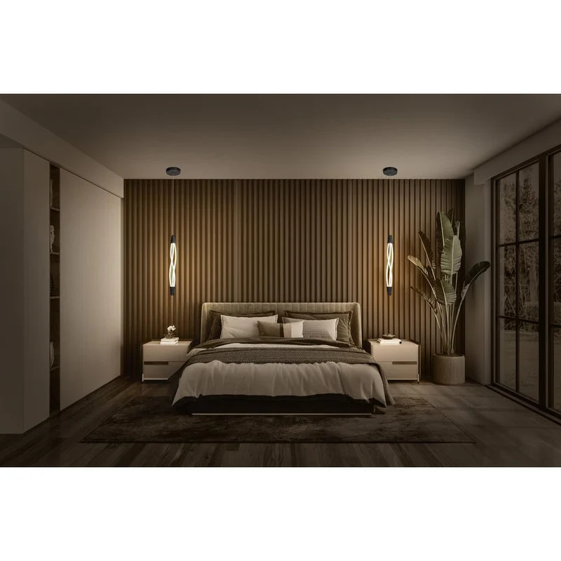 LECVANCE Decor Swirl Pendelleuchte Vert aus geschwungenem Polycarbonat mit LED und Filament-Design, 18 W, 1800 lm, 3000 K, 830 warmweiß, Click dimmbar, dunkelgrau, Kunststoff (PC), 15 mm, IP20