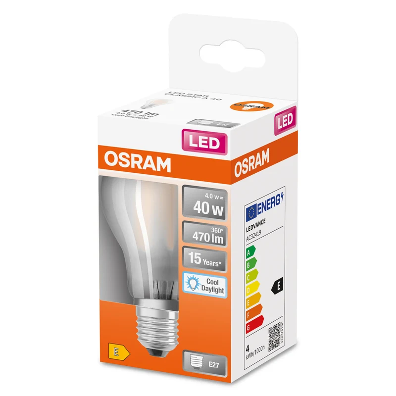 OSRAM LED Lampe LED Retrofit CLASSIC A 4W 865 Frosted E27, 470 lm, 6500 K, Kaltes Tageslicht