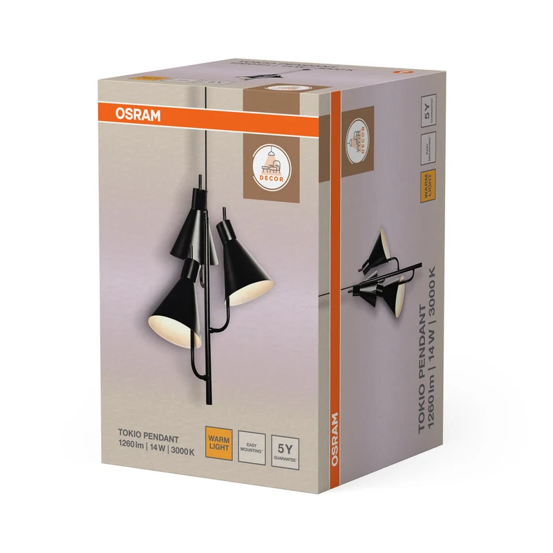 OSRAM DECOR Tokio Pendelleuchte, schwarz, 14W, 1260lm