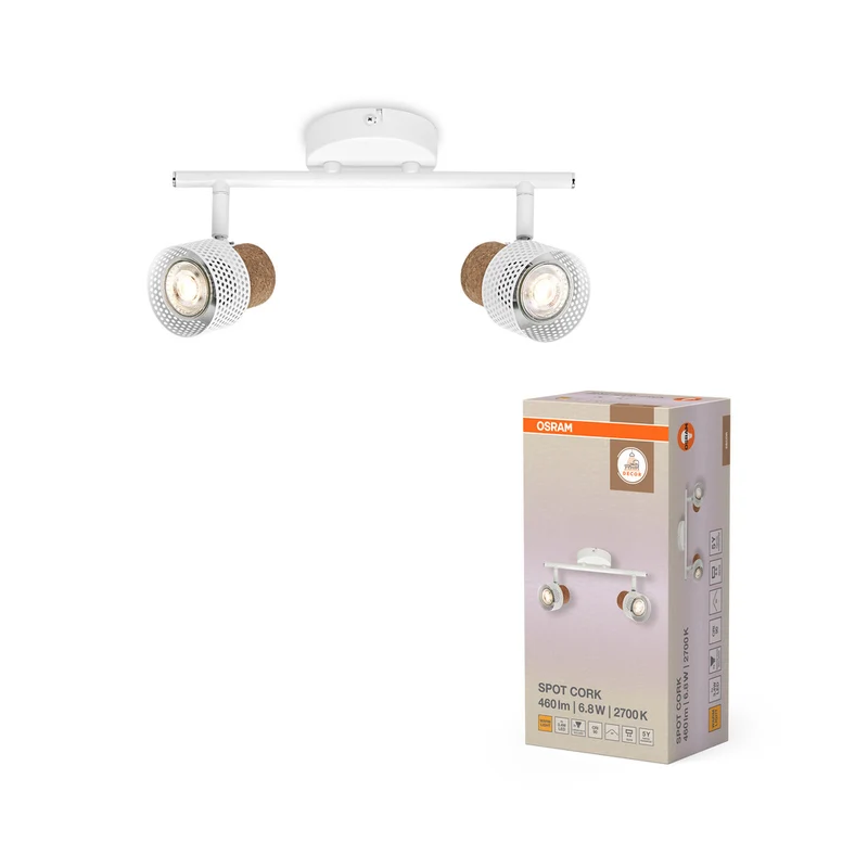 OSRAM DECOR SPOT CORK Deckenleuchte, 2 x 3,4W, 460lm, weiß