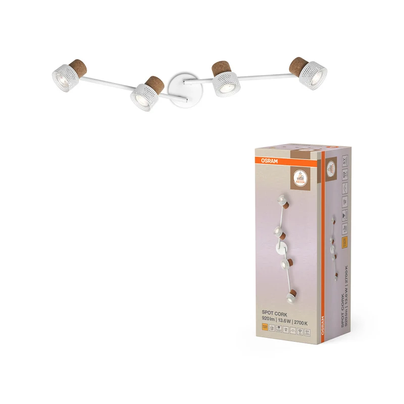 OSRAM DECOR SPOT CORK Deckenleuchte, 4 x 3,4W, 920lm, weiß