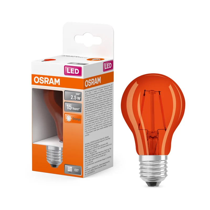 OSRAM LED Lampe LED STAR DÉCOR CLASSIC A 2.5W 515 Orange E27, 160 lm, 1500 K, Orange