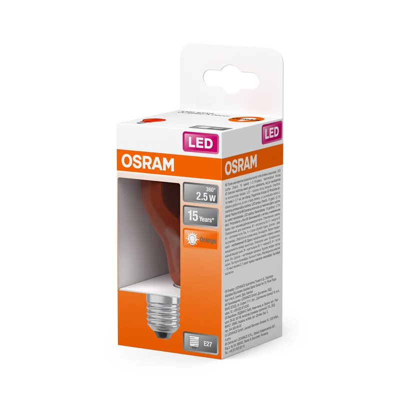OSRAM LED Lampe LED STAR DÉCOR CLASSIC A 2.5W 515 Orange E27, 160 lm, 1500 K, Orange
