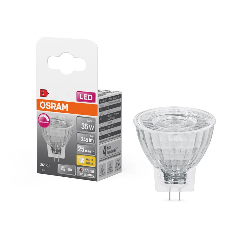 OSRAM LED Lampe LED SUPERSTAR MR11 12 V 4.5W 927 GU4, 345 lm, 2700 K, Warmweiß