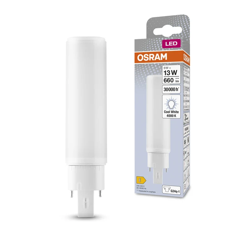 OSRAM DULUX LED D/E HF & AC MAINS LED Lampe 6W 840 G24Q-1, 660 lm, 4000 K, Kaltweiß