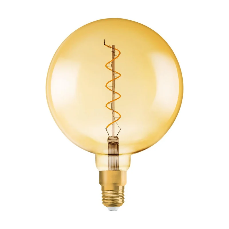 OSRAM VINTAGE 1906® LED Lampe LED CLASSIC Globe Dimmable 4W 820 Gold E27 Silver Socket, 300 lm, 2000 K, Warm Comfort Light