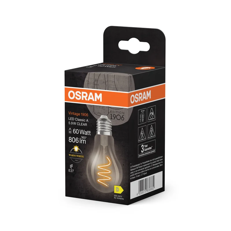 OSRAM Vintage 1906 Classic LED-Lampe Klar, 5.9W, 806lm, E27 , Warmweiß