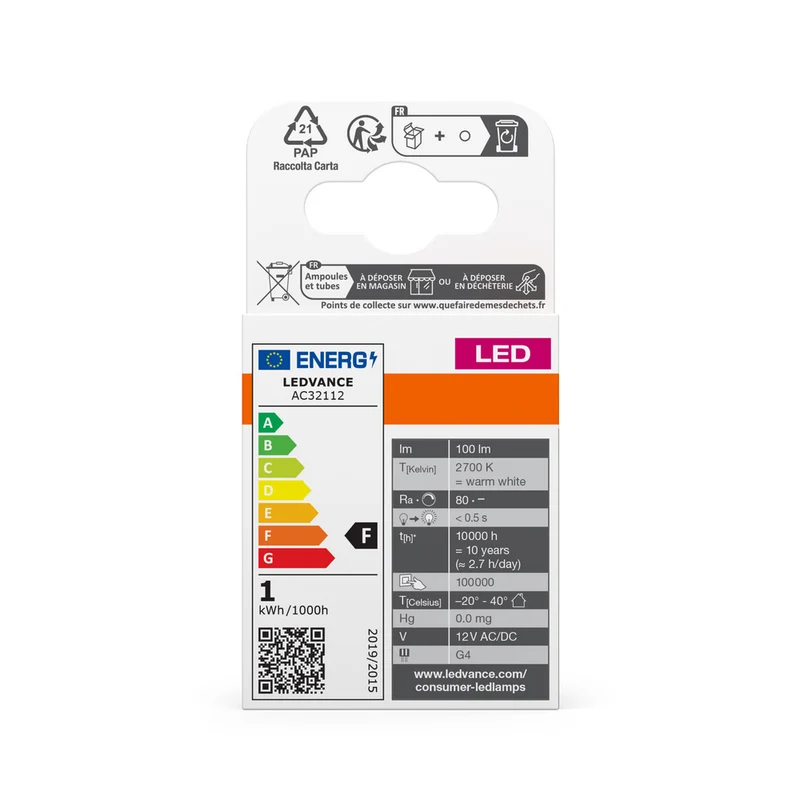 OSRAM LED Stiftsockellampe PIN Lampe Warmweiß Klar, 12 V, 1 W, 27000 K, G4 5er Pack