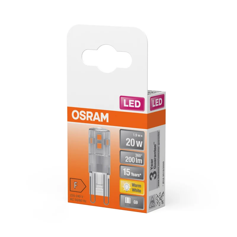 OSRAM LED Stiftsockellampe PIN 20 300° 1.9W 827 Clear G9 , Warmweiß
