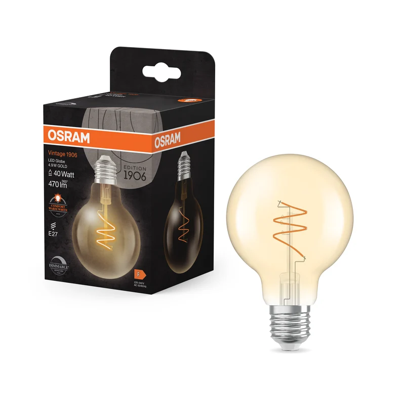 OSRAM Vintage 1906 Globe LED-Lampe Gold, 4.9W, 470lm, 2200K , Comfort warm white , E27