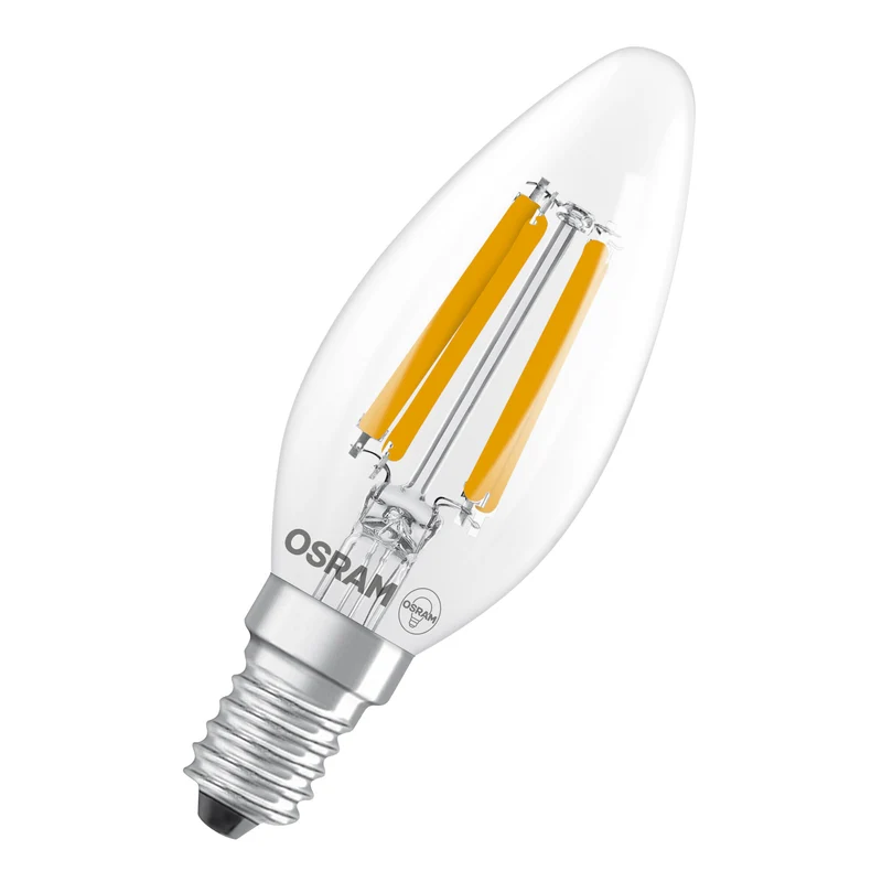 OSRAM LED CLASSIC B ENERGY EFFICIENCY A in B-Form, LED-Lampe, Bleifreies Glas, Klar, 2,2 W, (ex 40 W), 470 lm, Warmweiß, 2700 K, Energieeffizienzklasse: A, CRI 80, 2er