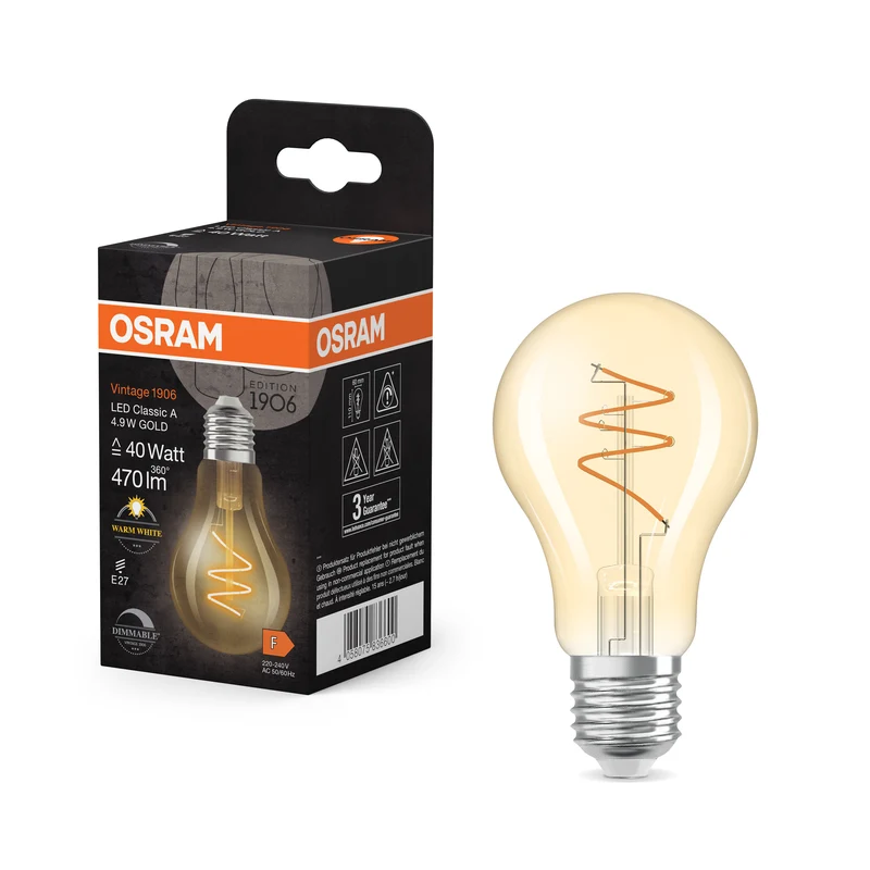 OSRAM Vintage 1906 Classic LED-Lampe Gold, 4.9W, 470lm, 60mm , Warmweiß , E27