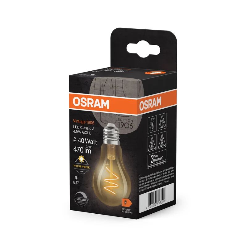 OSRAM Vintage 1906 Classic LED-Lampe Gold, 4.9W, 470lm, 60mm , Warmweiß , E27