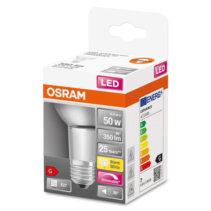 OSRAM LED Lampe LED SUPERSTAR PAR20 6.4W 927 E27, 350 lm, 2700 K, Warmweiß