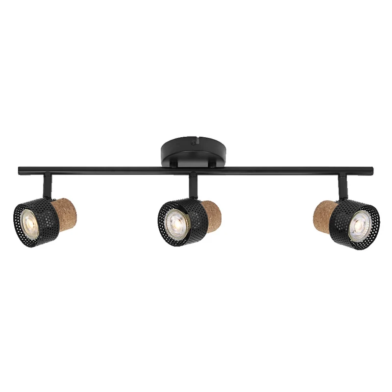 LEDVANCE DECOR SPOT CORK, 3 x 3,4W, 690lm, schwarz, Spotleuchte, verstellbare Köpfe, vielseitig anwendbar, Innenraumspot, austauschbare LED-Lampen, dimmbar, warmweiße Lichtfarbe, GU10