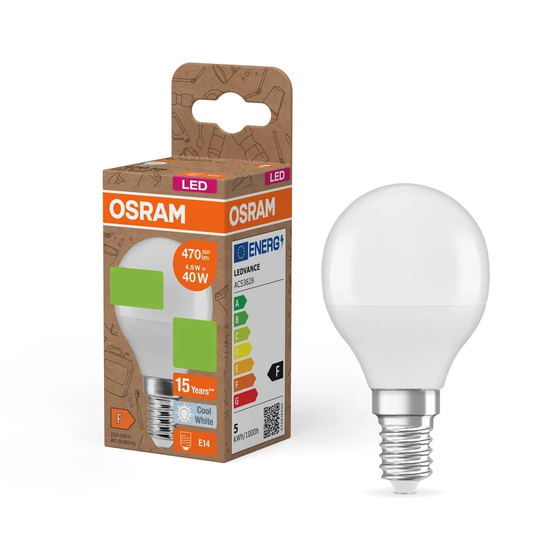 OSRAM LED PCR LAMPS WITH CLASSIC P , LED-Lampe, Matt, 4,9 W, (ex 40 W), 470 lm, Kaltweiß, 4000 K, 15000 h, CRI ≥80