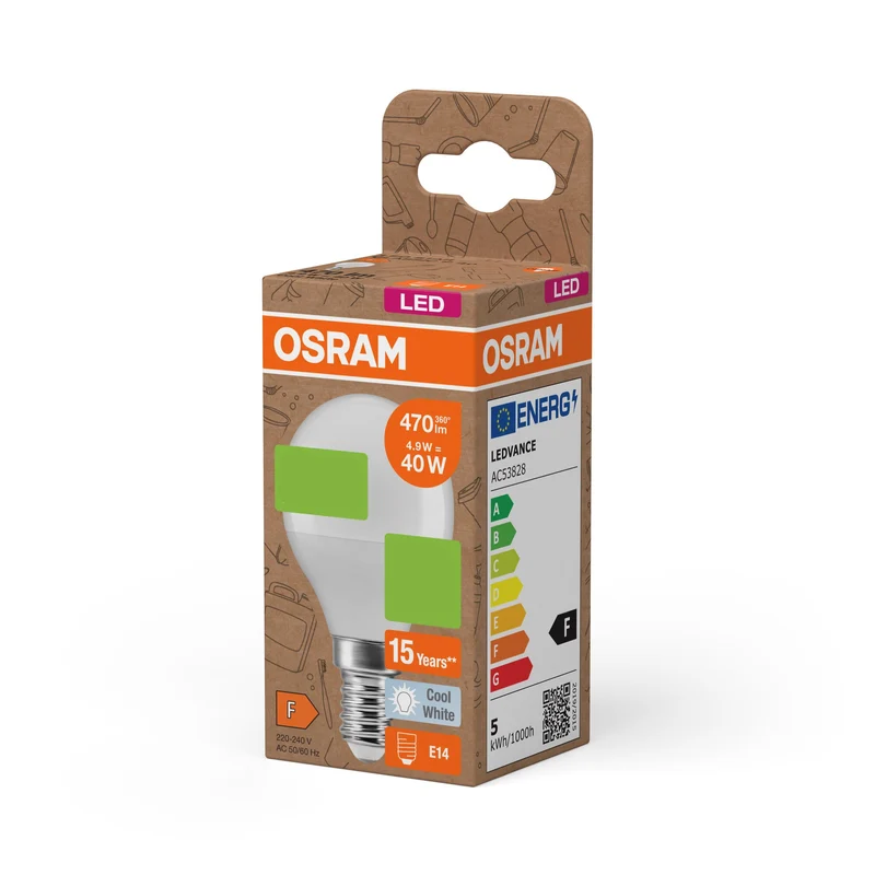OSRAM LED PCR LAMPS WITH CLASSIC P , LED-Lampe, Matt, 4,9 W, (ex 40 W), 470 lm, Kaltweiß, 4000 K, 15000 h, CRI ≥80