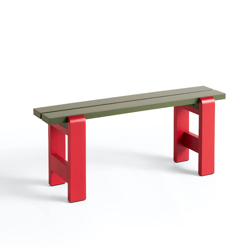 HAY Weekday Bench - Holzbank grün/rot