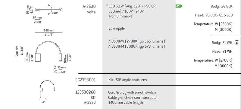 Estiluz Wandleuchte - Volta A-3530