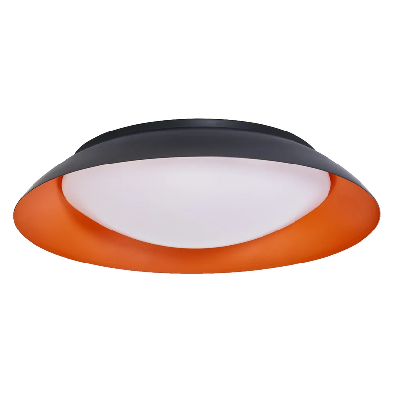 LEDVANCE Orbis Plate LED-Deckenleuchte, schwarz-orange, 45W, 2200lm, 3000K, 480mm, 830 freundliches Warmweiß, durch Kicken in 3-Stufen dimmbar, IP20 Schutz, Montageschrauben und Dübel inklusive