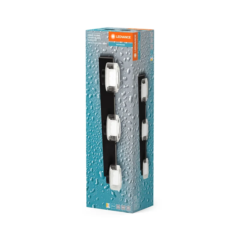 LEDVANCE ORBIS Flame Wand- und Deckenleuchte mit LED, schwarz, 16. 5W, 1050lm, 3000/4000K, Farbtemperatur via Wandschalter einstellbar (kaltweiß/warmweiß), IP44 Schutz vor Fremdkörpern und Spritzwasser