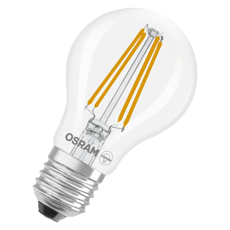 OSRAM LED LAMPS ENERGY CLASS A ENERGY EFFICIENCY FILAMENT CLASSIC A in A-Form, LED-Lampe, Bleifreies Glas, Klar, 3,8 W, 806 lm, Kaltweiß, Energieeffizienzklasse: A, 2er