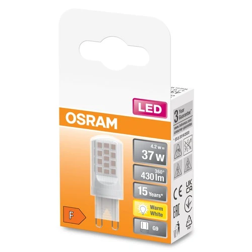 OSRAM LED Stiftsockellampe PIN G9 mit Retrofit-Stecksockel G9 3.8W , Warmweiß