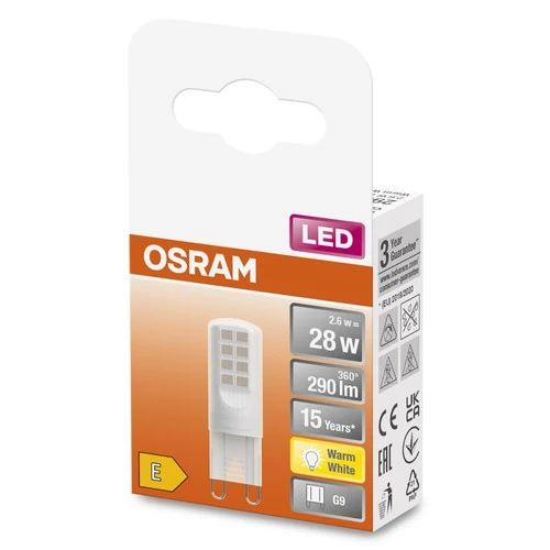 OSRAM LED Stiftsockellampe PIN G9 mit Retrofit-Stecksockel G9 2.6W , Warmweiß