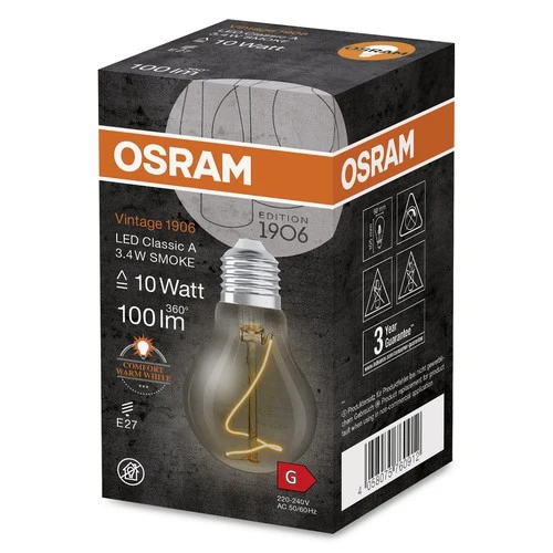 OSRAM Vintage 1906 LED-Lampe Classic A, Smoke-Tönung, 3,4W, 100lm