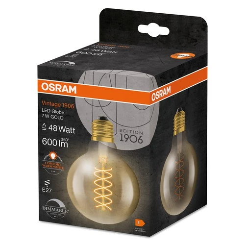 OSRAM Vintage 1906 LED-Lampe, Gold-Tönung, 7W, 600lm , Warmweiß , E27