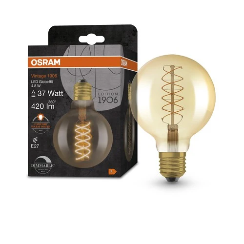 OSRAM Vintage 1906 LED-Lampe, Gold-Tönung, 4,8W, 420lm , Warmweiß , E27