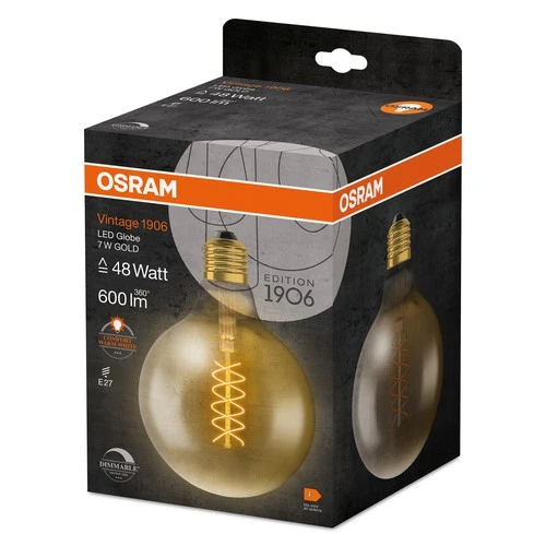 OSRAM Vintage 1906 LED-Lampe, Gold-Tönung, 7W, 600lm , Warmweiß , E27