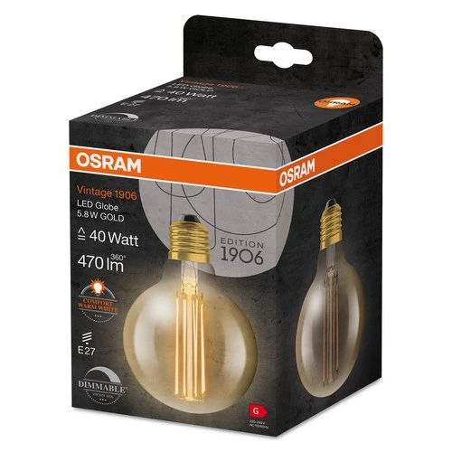 OSRAM Vintage 1906 LED-Lampe, Gold-Tönung, 5,8W, 470lm , Warmweiß , E27