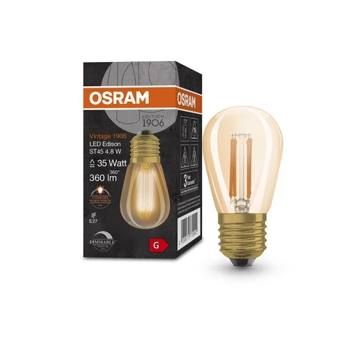 OSRAM Vintage 1906 LED-Lampe, Gold-Tönung, 4,8W, 360lm , Warmweiß , E27