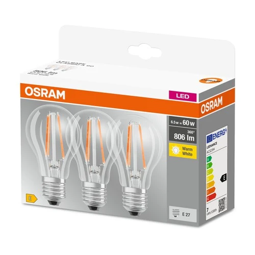 OSRAM LED BASE Lampe CL A FIL 60 non-dim 7W/827 E27 , Warmweiß